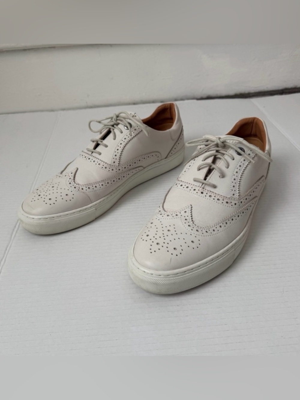 Ted Baker London Cream Brogue Oxford Denton Sneakers Lace Up White Leather Sz 12